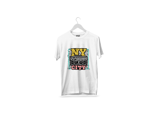 NY City Printed White Half Cotton T-Shirt