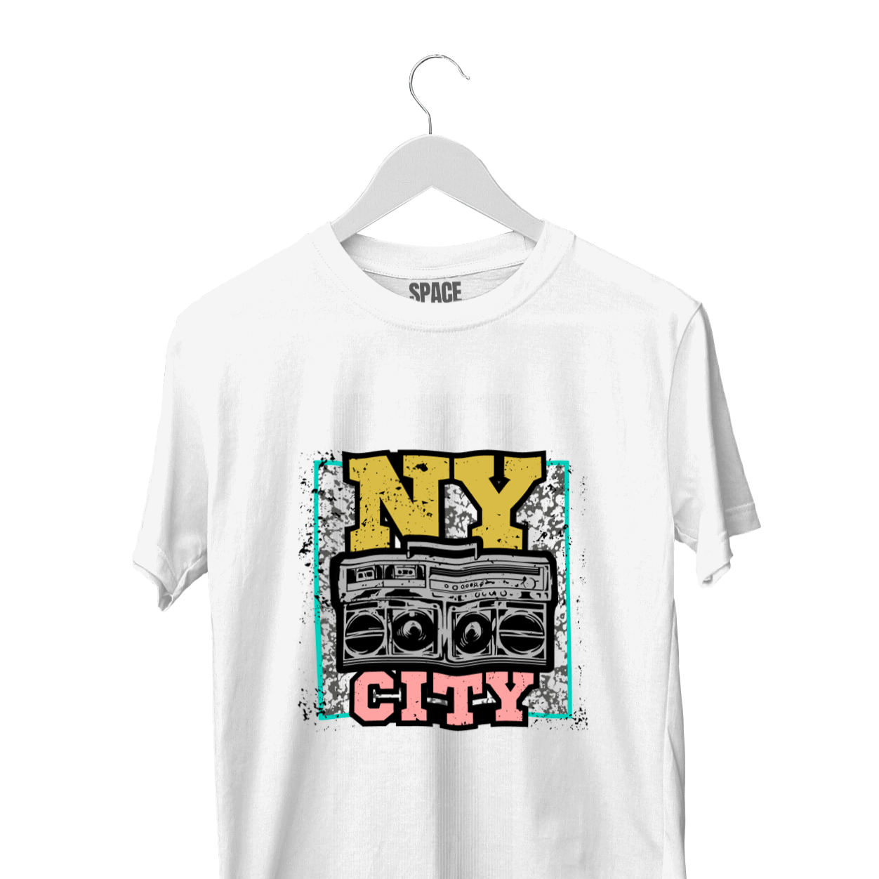 NY City Printed White Half Cotton T-Shirt