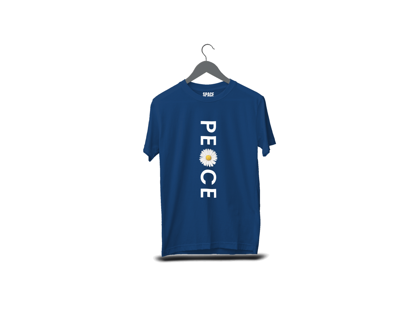 Peace Printed Navy Blue Cotton T-Shirt.