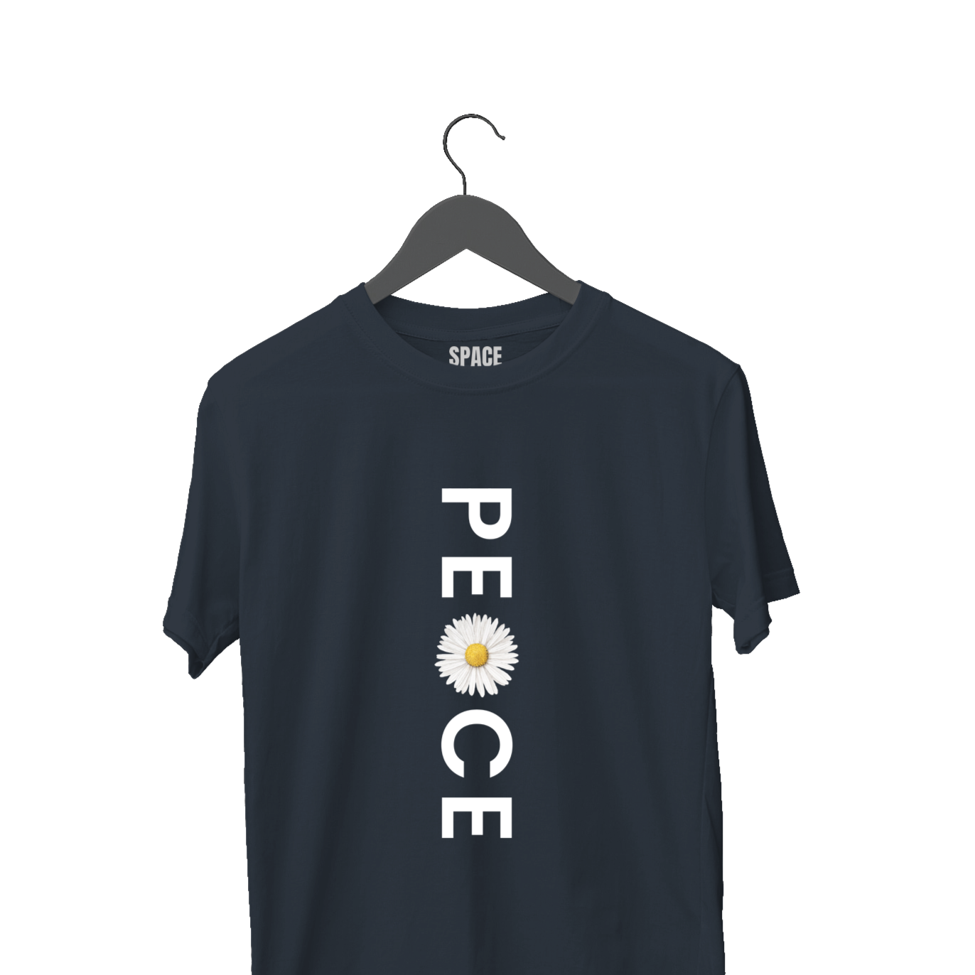 Peace Printed Black Cotton T-Shirt.