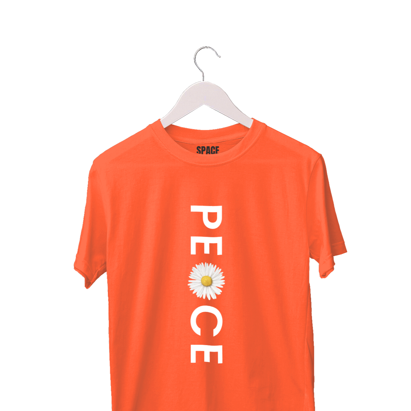 Peace Printed Orange Cotton T-Shirt.