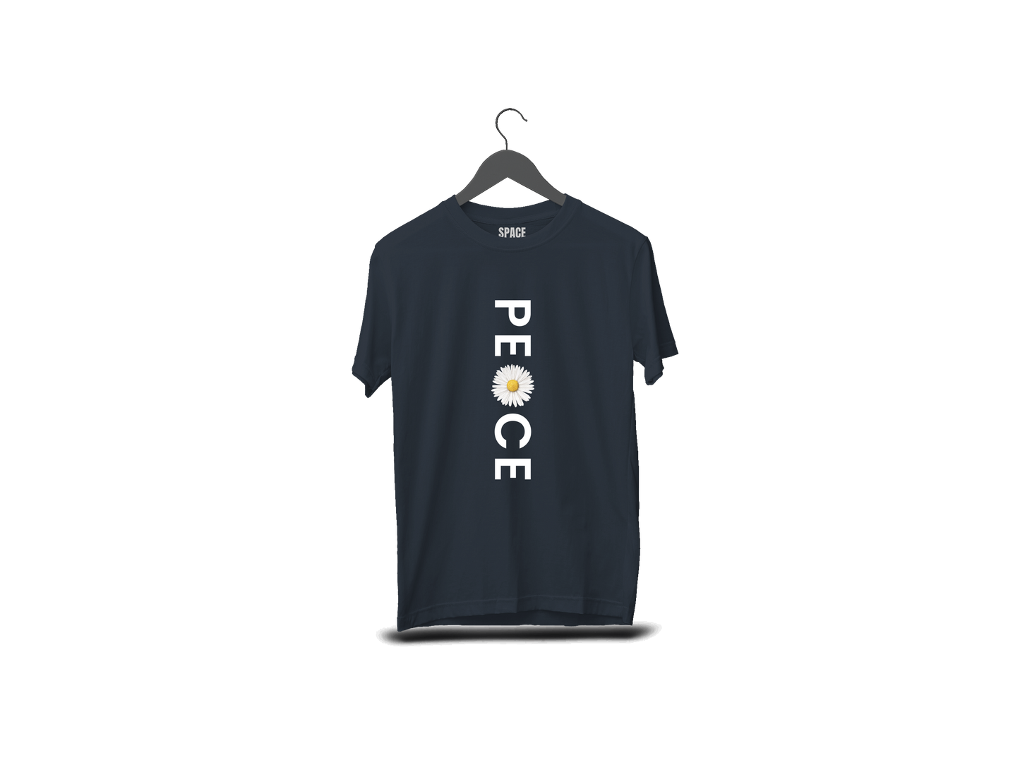 Peace Printed Black Cotton T-Shirt.