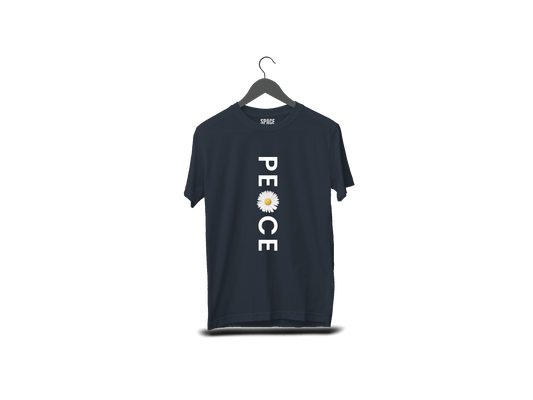 Peace Printed Black Cotton T-Shirt.