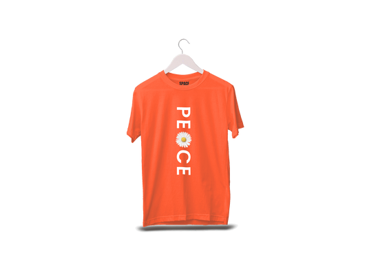 Peace Printed Orange Cotton T-Shirt.