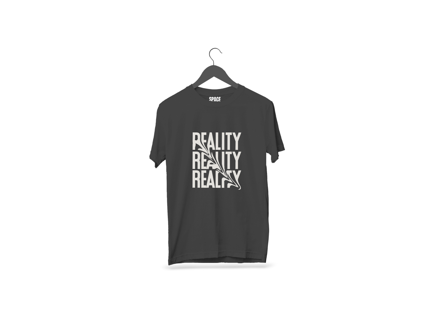 Reality Printed Black Half Sleeve Cotton T-Shirt.