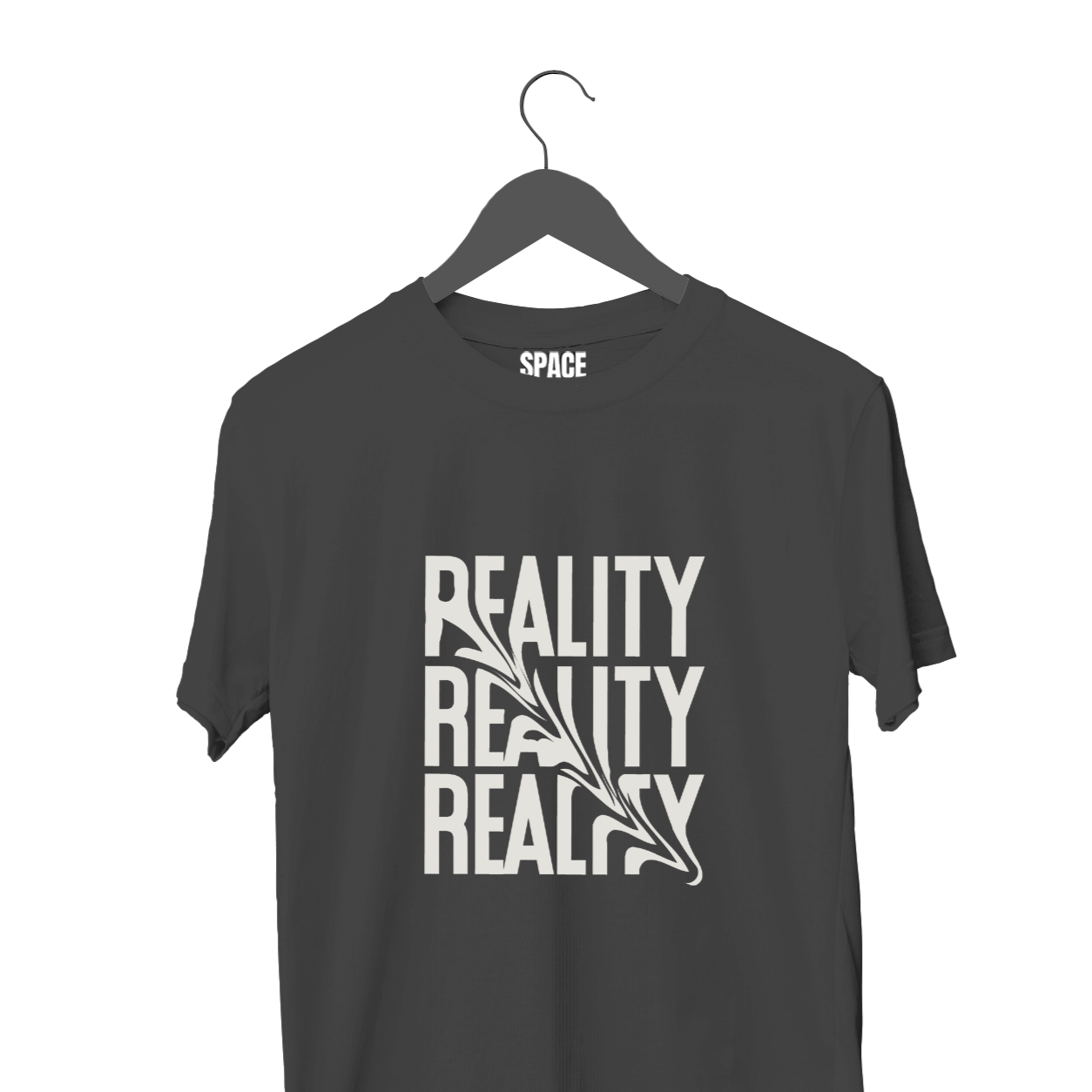 Reality Printed Black Half Sleeve Cotton T-Shirt.