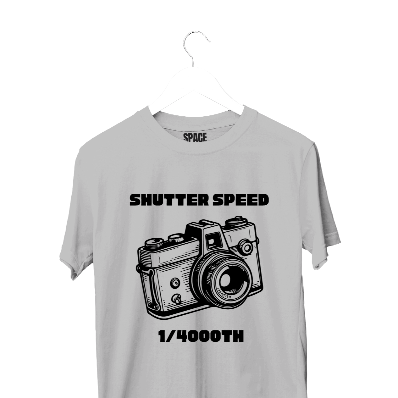 Shutter Speed Printed Gray Half Sleeve Cotton T-Shirt.