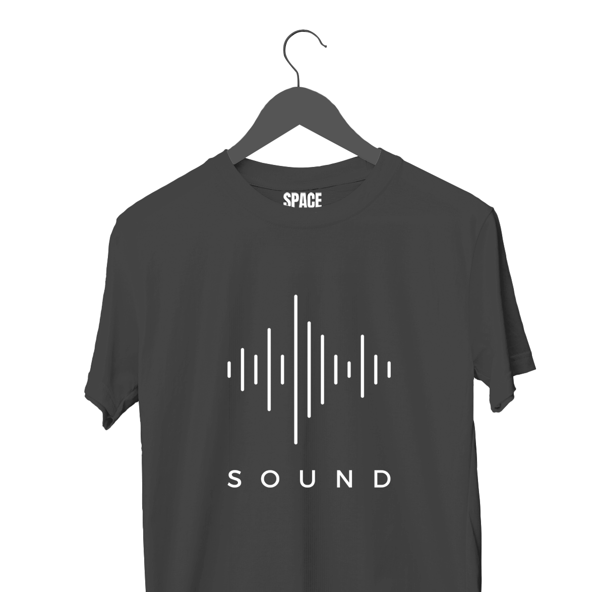 Sound Printed Black Half Sleeve Cotton T-Shirt.