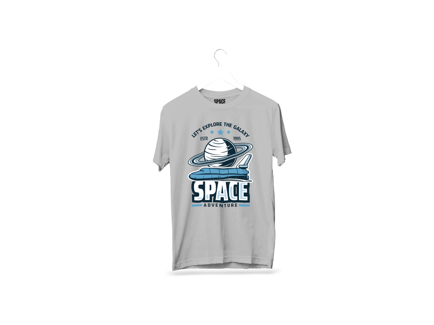 Space Adventure Printed Gray Half Sleeve T-Shirt.