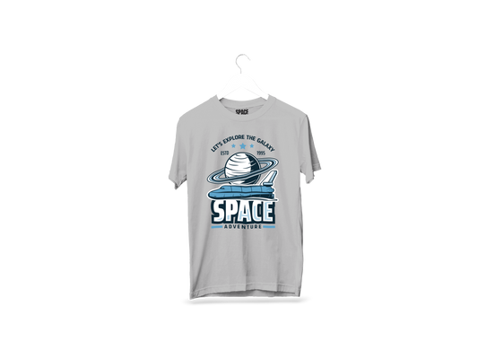 Space Adventure Printed Gray Half Sleeve T-Shirt.