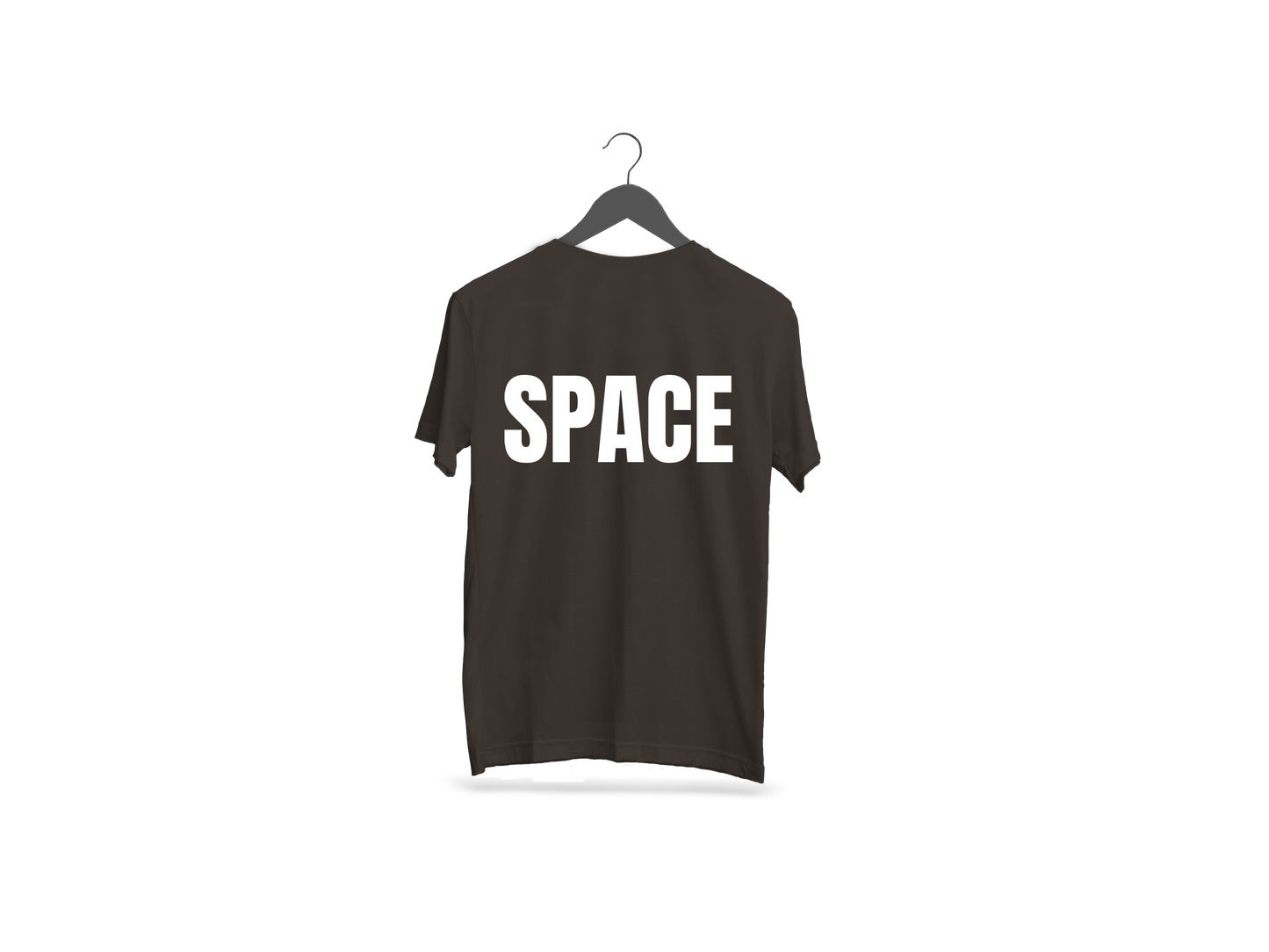 Space Back Printed White Half Sleeve Cotton T-Shirt.