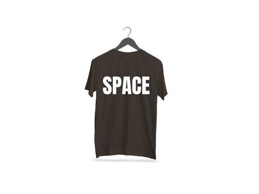 Space Back Printed White Half Sleeve Cotton T-Shirt.