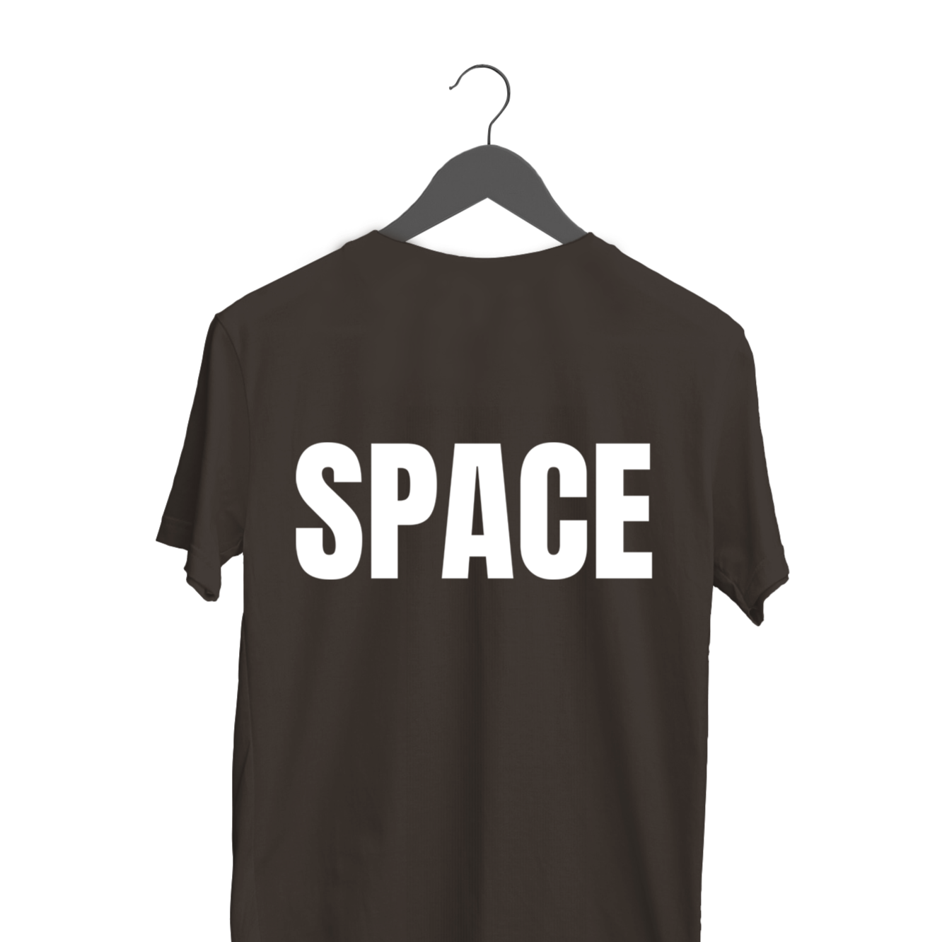 Space Back Printed White Half Sleeve Cotton T-Shirt.