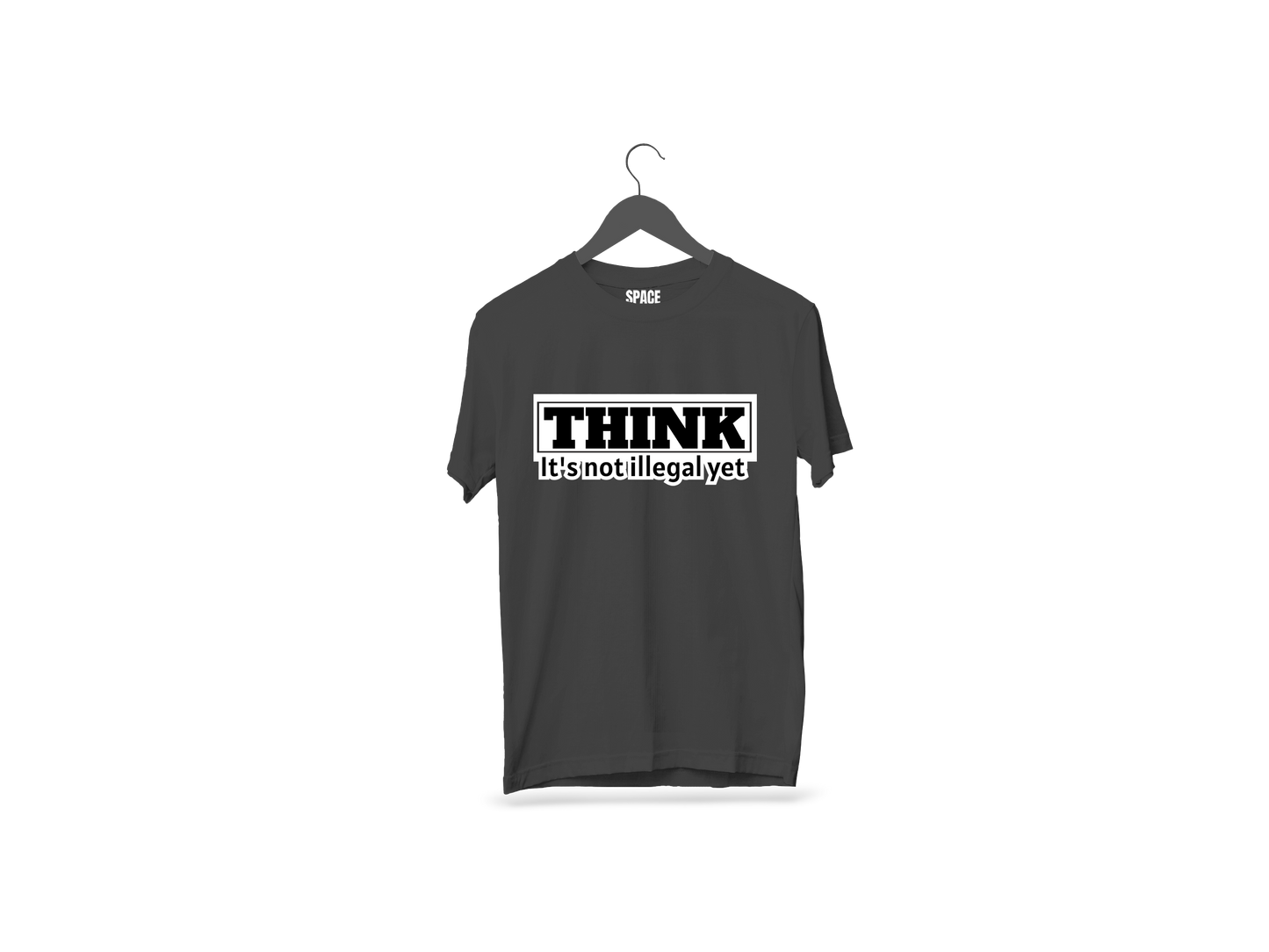 Think It's Not Printed Black Half Sleeve Cotton T-Shirt.