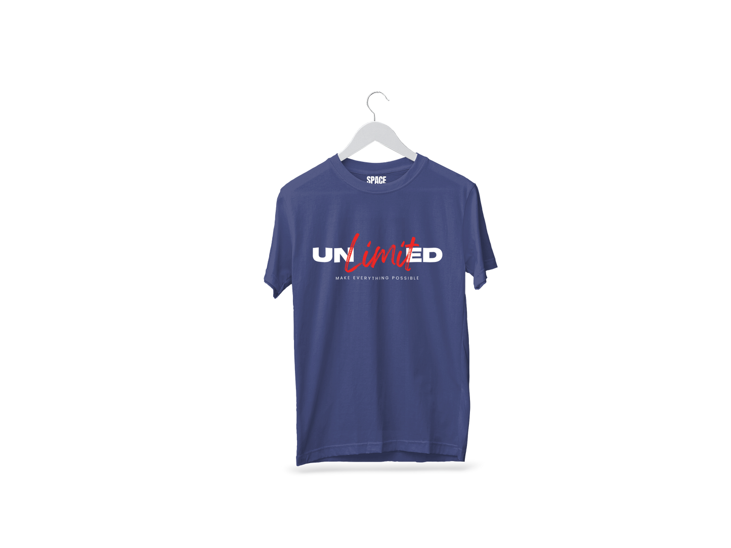 Unlimited Printed Navy Blue Half Sleeve Cotton T-Shirt