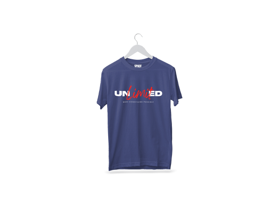 Unlimited Printed Navy Blue Half Sleeve Cotton T-Shirt