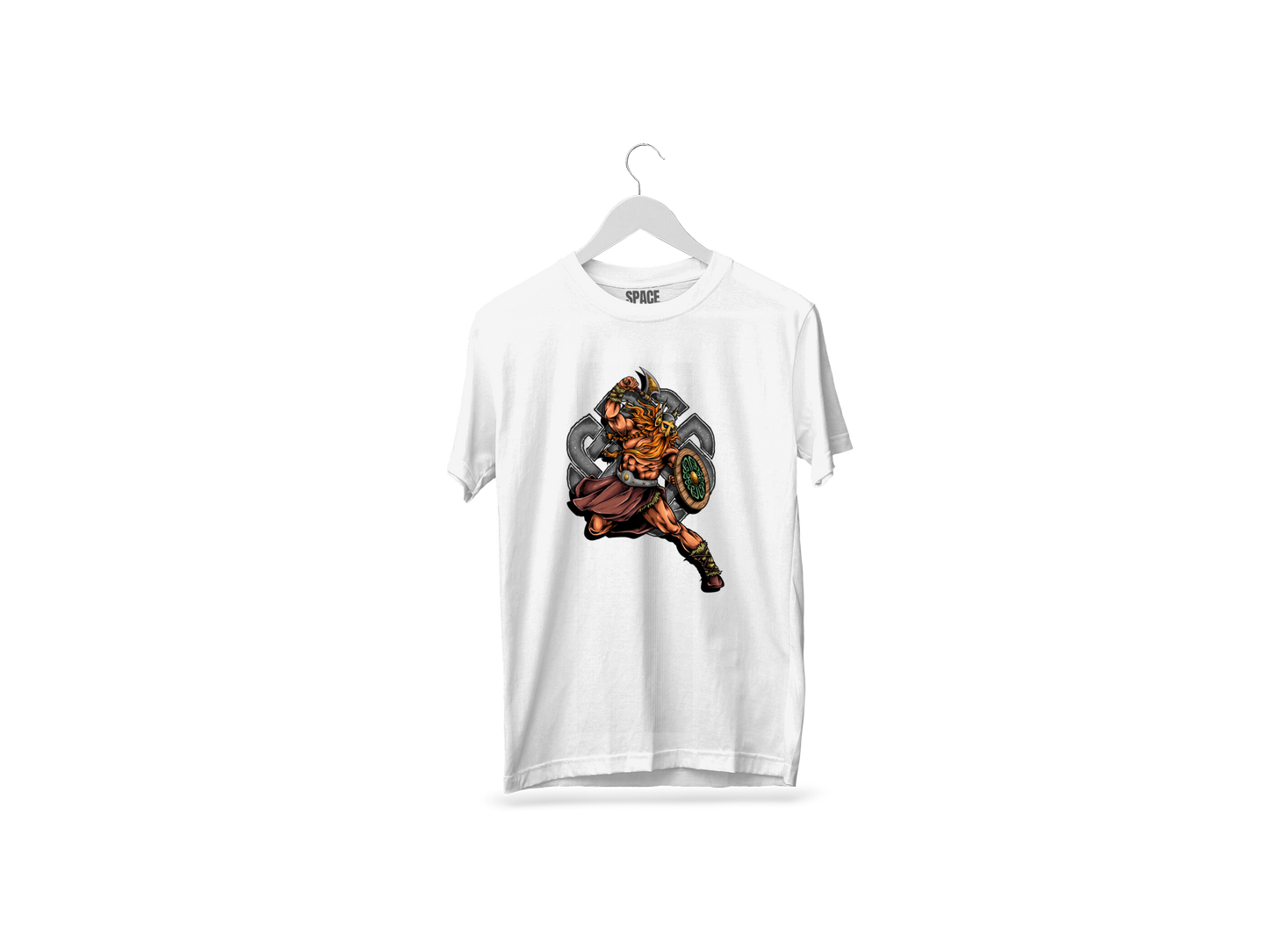 Vyking Fighter Printed White Half Cotton T-Shirt