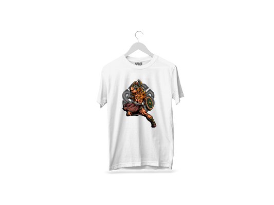 Vyking Fighter Printed White Half Cotton T-Shirt