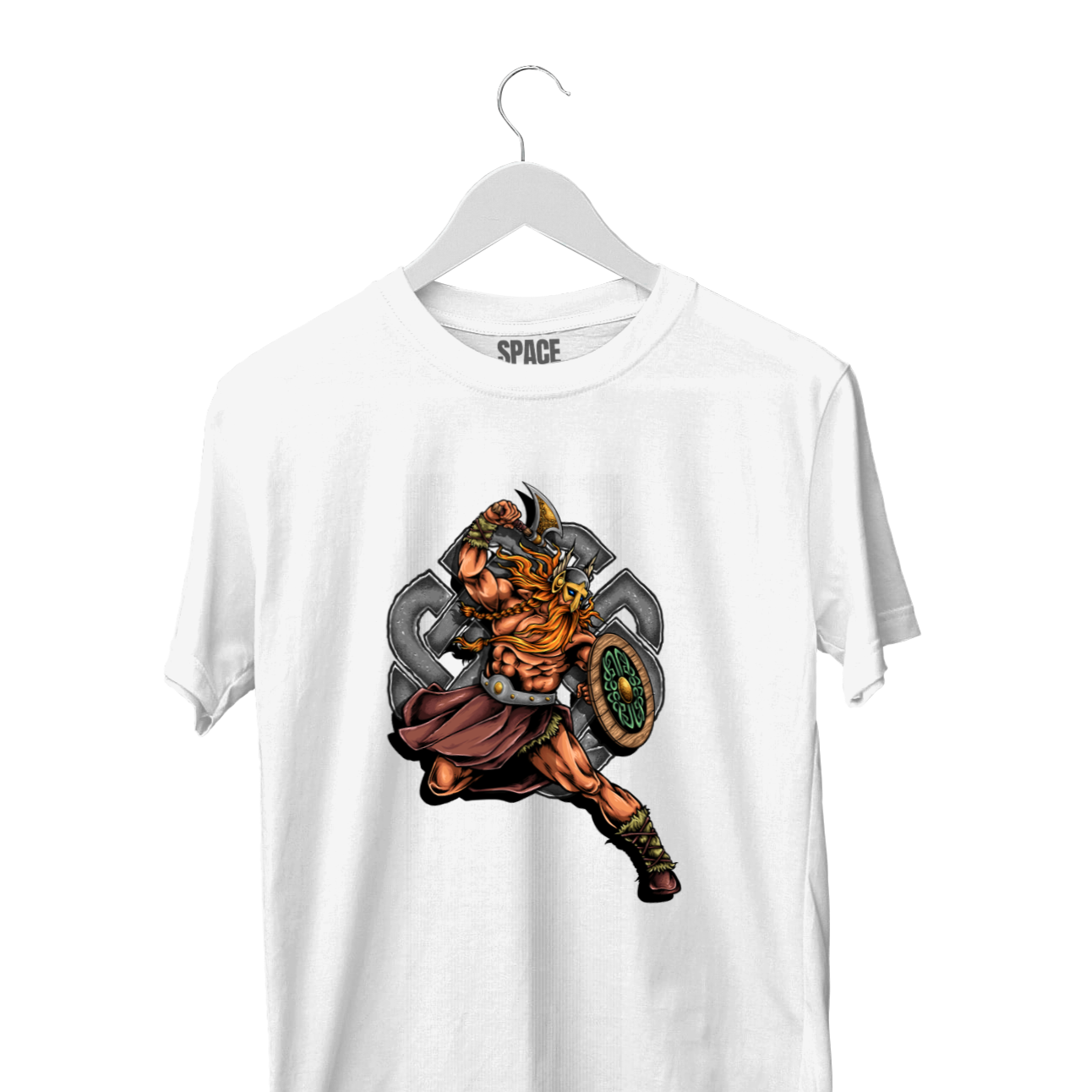 Vyking Fighter Printed White Half Cotton T-Shirt